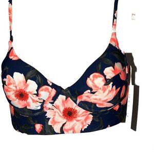 Tori Praver Pullover Underwire Bikini Top Floral Longline